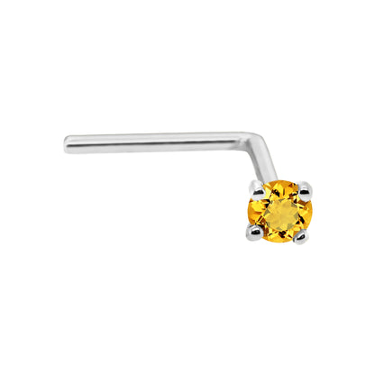 Jewelry Avalanche 22G 14K Gold L-shape Nose Stud with Citrine Gemstone