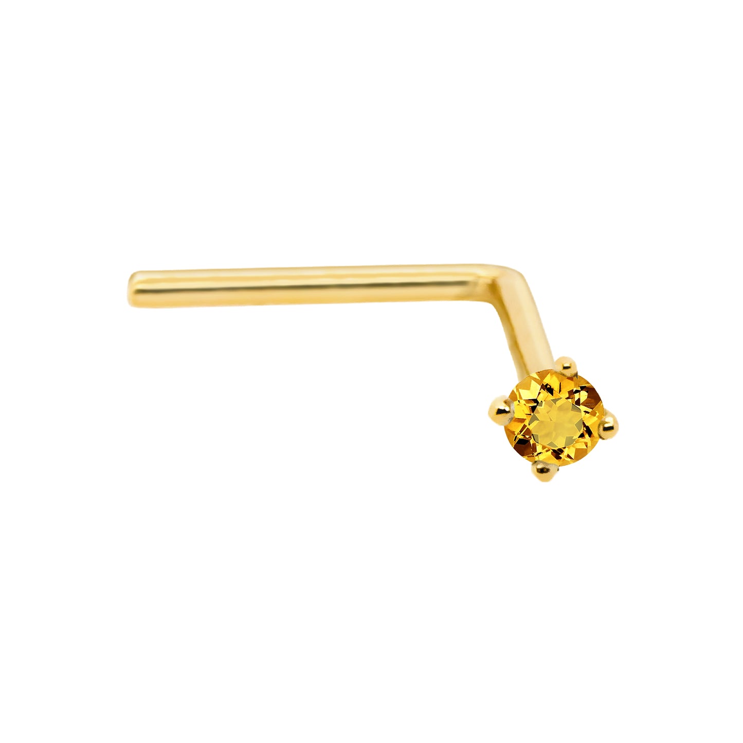Jewelry Avalanche 22G 14K Gold L-shape Nose Stud with Citrine Gemstone