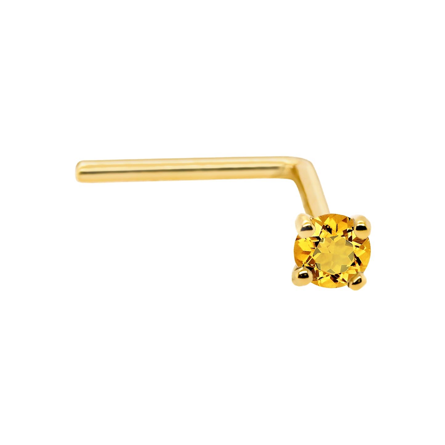 Jewelry Avalanche 22G 14K Gold L-shape Nose Stud with Citrine Gemstone