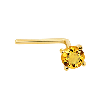 Jewelry Avalanche 22G 14K Gold L-shape Nose Stud with Citrine Gemstone