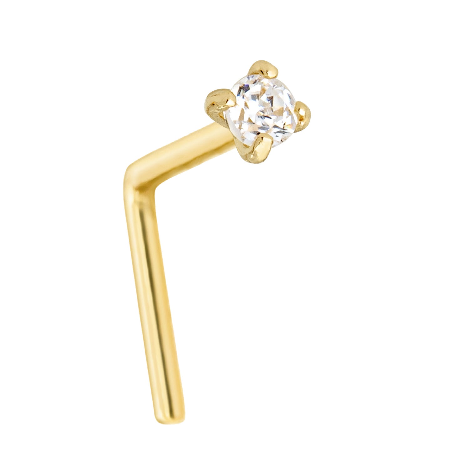 Jewelry Avalanche 1.5mm-3mm CZ Solid 22G 14K Gold L-shape Nose Stud