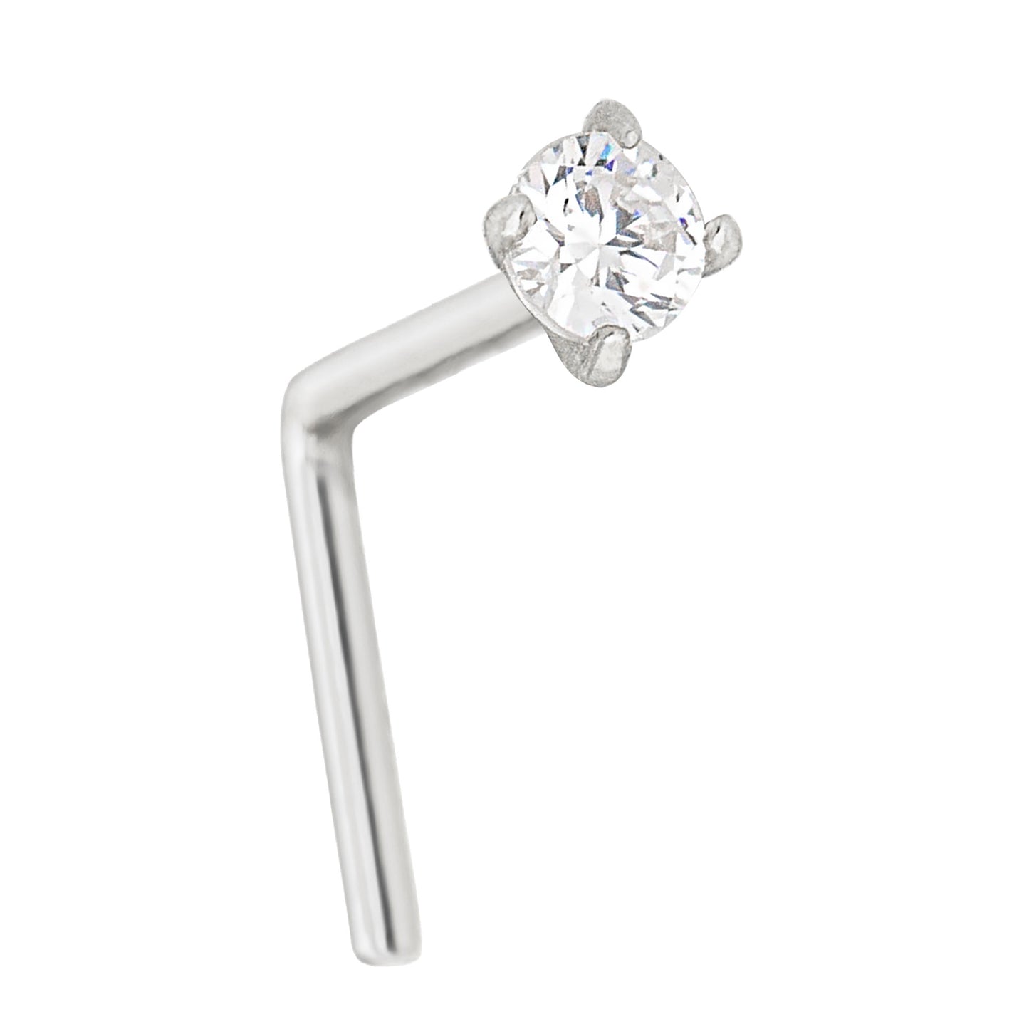 Jewelry Avalanche 1.5mm-3mm CZ Solid 22G 14K Gold L-shape Nose Stud