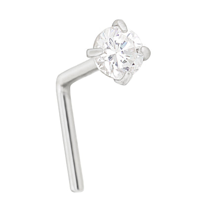 Jewelry Avalanche 1.5mm-3mm CZ Solid 22G 14K Gold L-shape Nose Stud