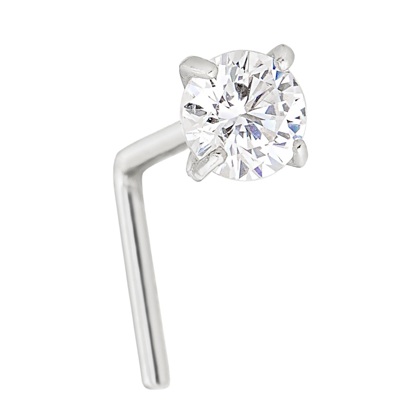 Jewelry Avalanche 1.5mm-3mm CZ Solid 22G 14K Gold L-shape Nose Stud