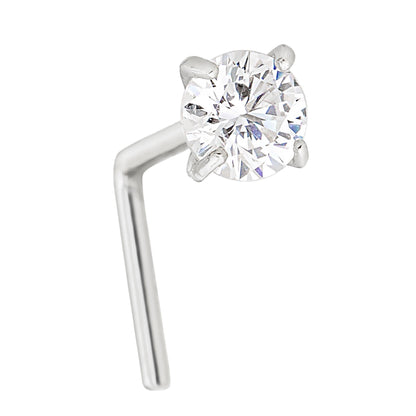 Jewelry Avalanche 1.5mm-3mm CZ Solid 22G 14K Gold L-shape Nose Stud