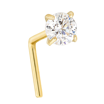 Jewelry Avalanche 1.5mm-3mm CZ Solid 22G 14K Gold L-shape Nose Stud