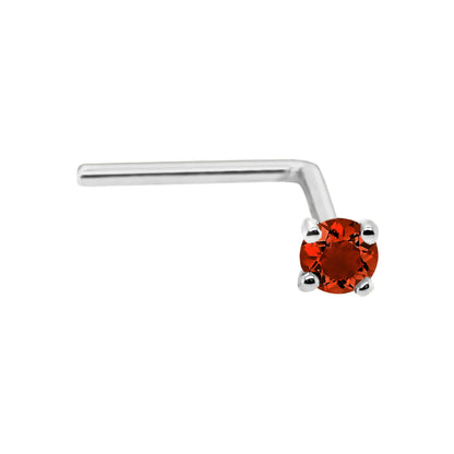 Jewelry Avalanche 22G 14K Gold L-shape Nose Stud with Garnet Gemstone