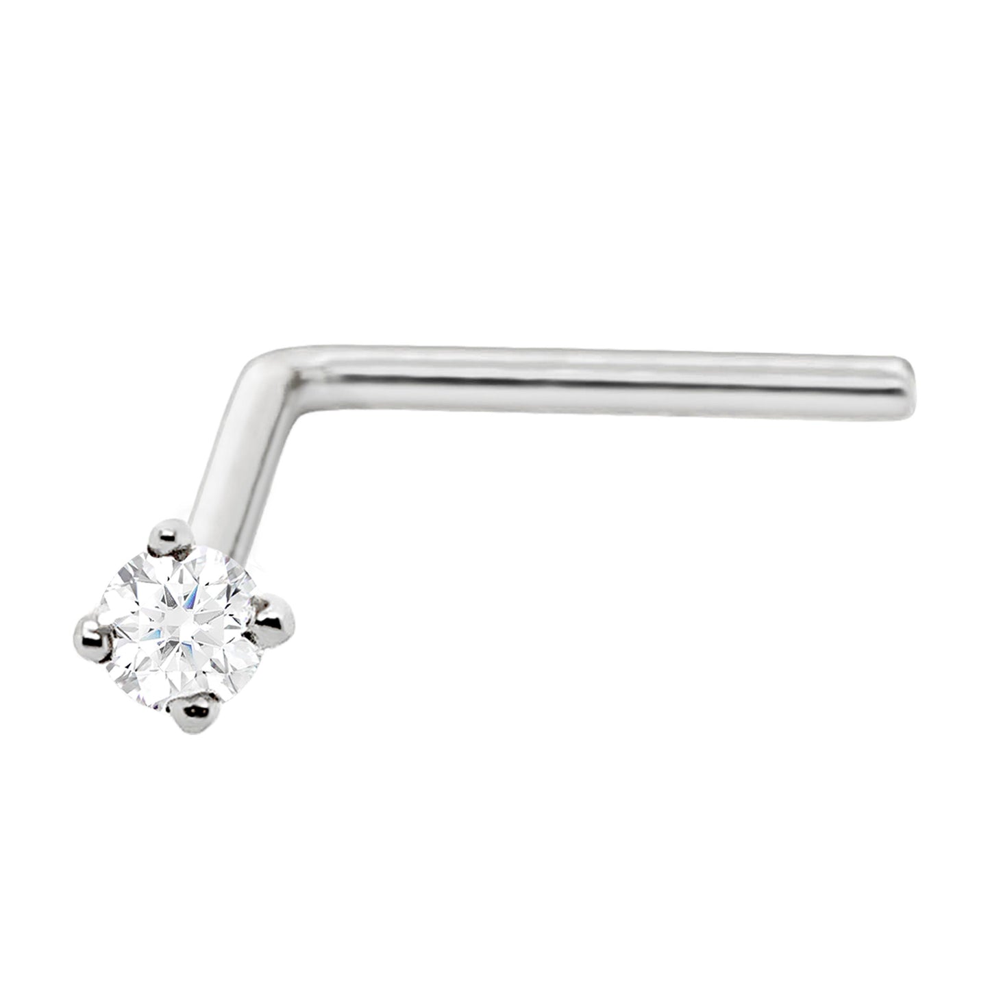 Jewelry Avalanche 22G 14K Gold L-shape Nose Stud with Moissanite