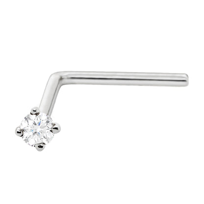 Jewelry Avalanche 22G 14K Gold L-shape Nose Stud with Moissanite