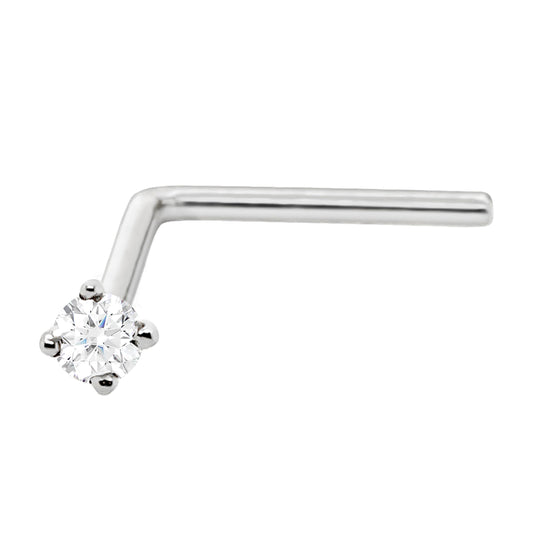 Jewelry Avalanche 22G 14K Gold L-shape Nose Stud with Moissanite