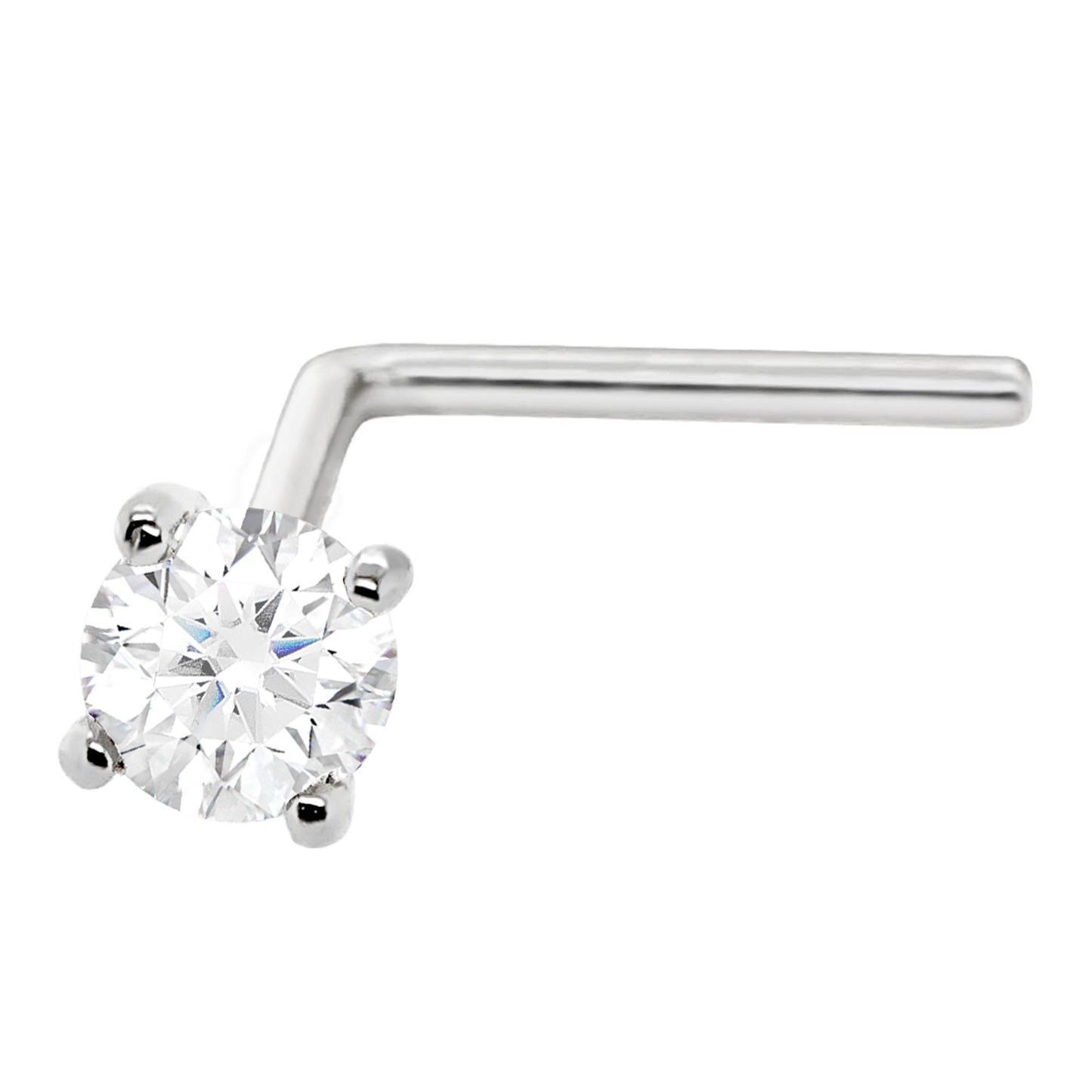 Jewelry Avalanche 22G 14K Gold L-shape Nose Stud with Moissanite
