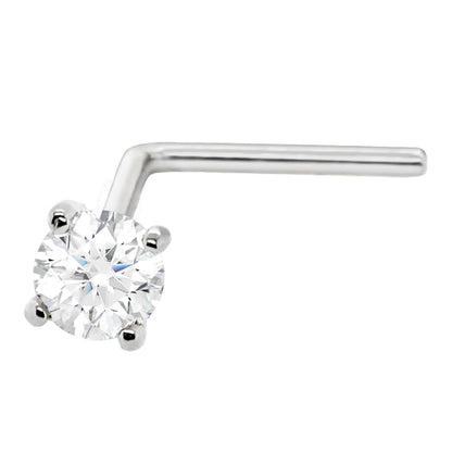 Jewelry Avalanche 22G 14K Gold L-shape Nose Stud with Moissanite