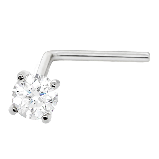 Jewelry Avalanche 22G 14K Gold L-shape Nose Stud with Moissanite