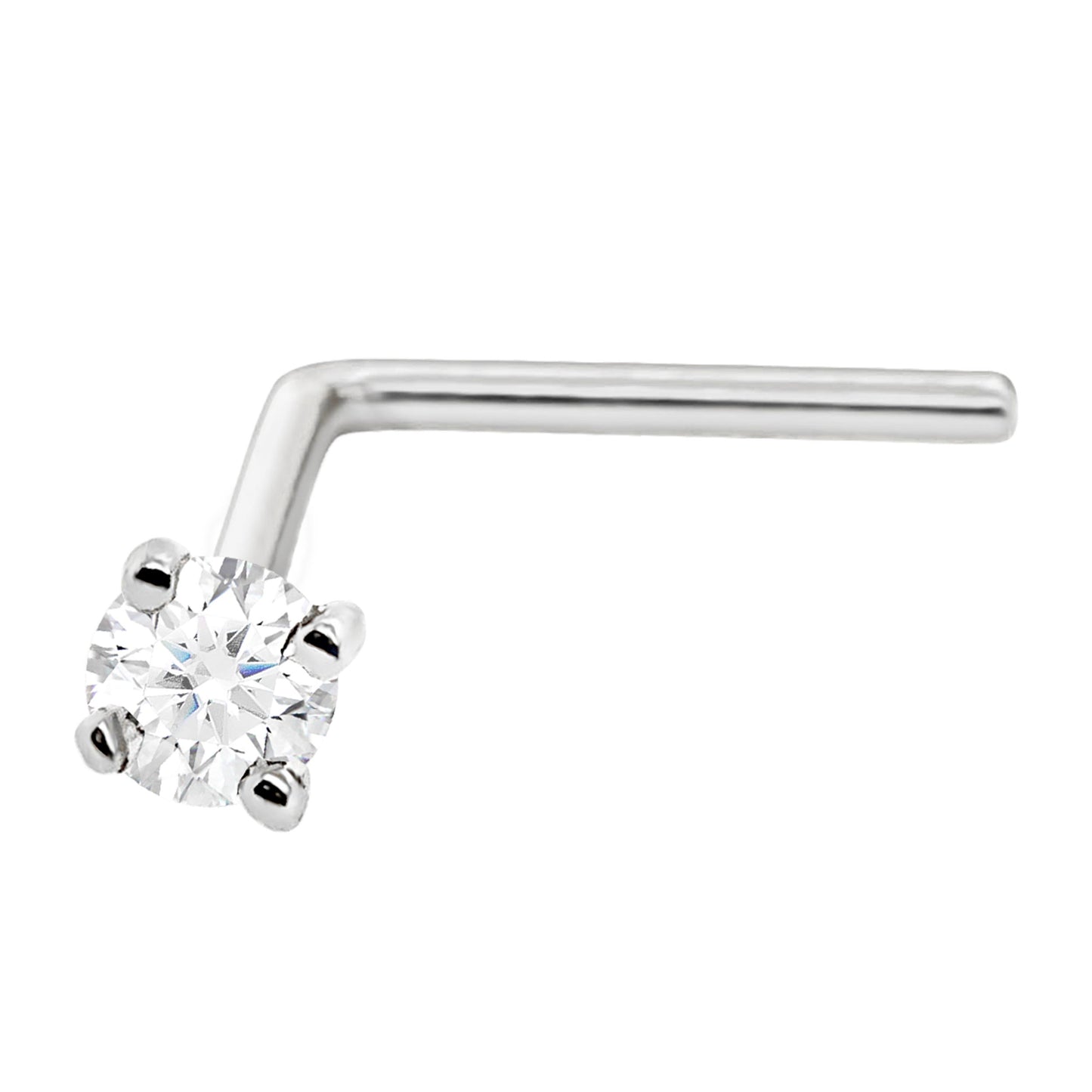 Jewelry Avalanche 22G 14K Gold L-shape Nose Stud with Moissanite