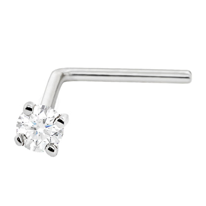 Jewelry Avalanche 22G 14K Gold L-shape Nose Stud with Moissanite