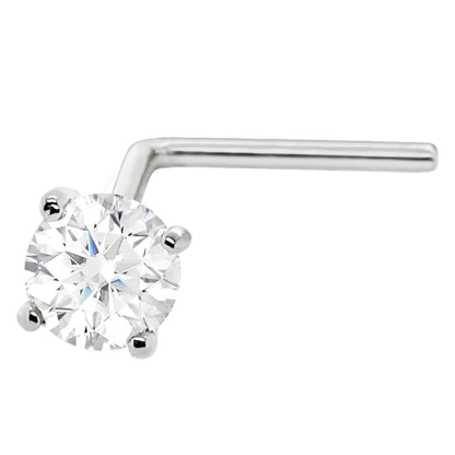 Jewelry Avalanche 22G 14K Gold L-shape Nose Stud with Moissanite