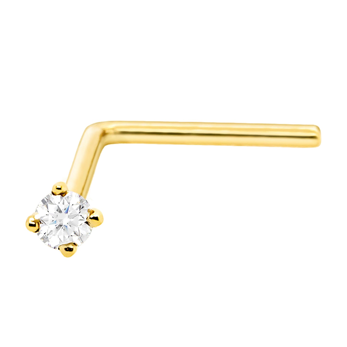 Jewelry Avalanche 22G 14K Gold L-shape Nose Stud with Moissanite