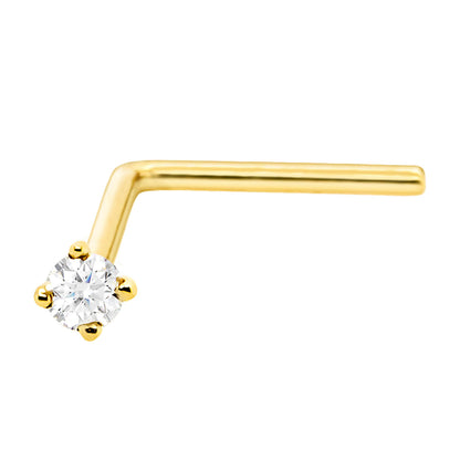 Jewelry Avalanche 22G 14K Gold L-shape Nose Stud with Moissanite