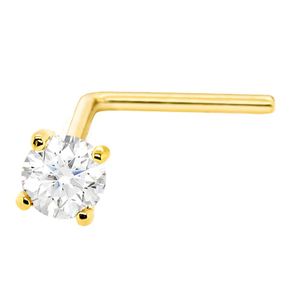 Jewelry Avalanche 22G 14K Gold L-shape Nose Stud with Moissanite