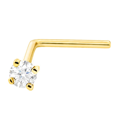 Jewelry Avalanche 22G 14K Gold L-shape Nose Stud with Moissanite