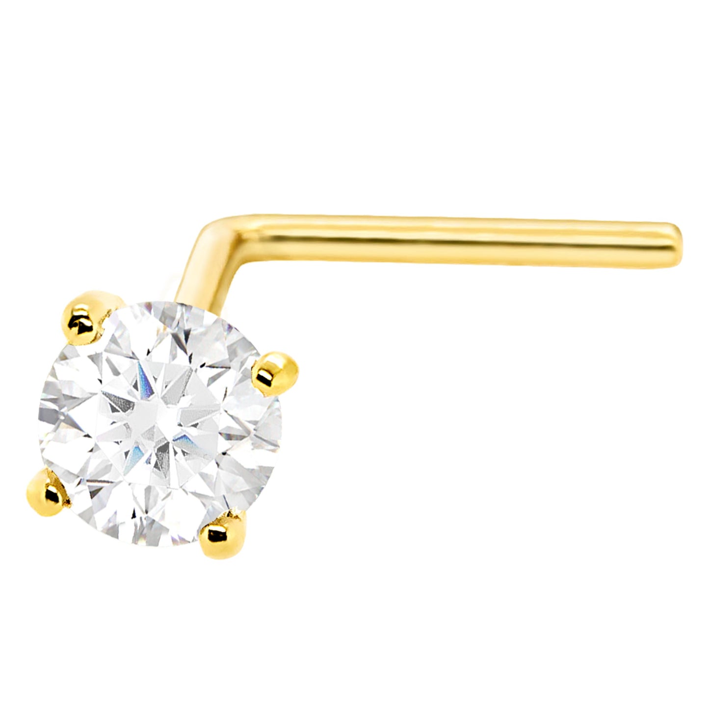 Jewelry Avalanche 22G 14K Gold L-shape Nose Stud with Moissanite