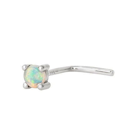 Jewelry Avalanche Natural Australian Opal Nose Stud 22G 14K Gold L-shape Nose Ring Stud