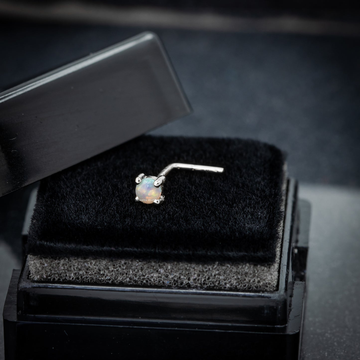 Jewelry Avalanche Natural Australian Opal Nose Stud 22G 14K Gold L-shape Nose Ring Stud