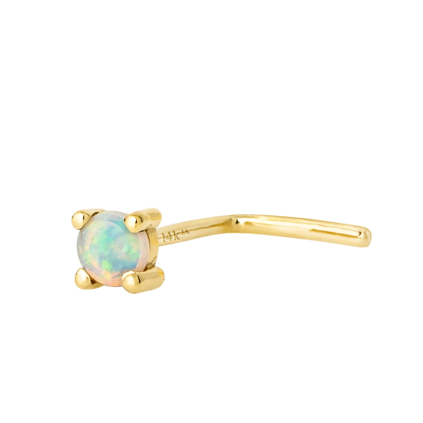 Jewelry Avalanche Natural Australian Opal Nose Stud 22G 14K Gold L-shape Nose Ring Stud