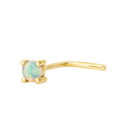 Jewelry Avalanche Natural Australian Opal Nose Stud 22G 14K Gold L-shape Nose Ring Stud
