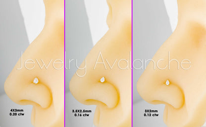 Jewelry Avalanche 22G 14K Gold Pear-shape Moissanite Nose Screw Nose Stud