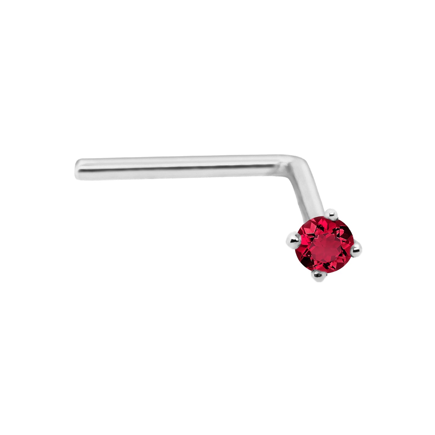 Jewelry Avalanche 22G 14K Gold L-shape Nose Stud with Ruby Gemstone