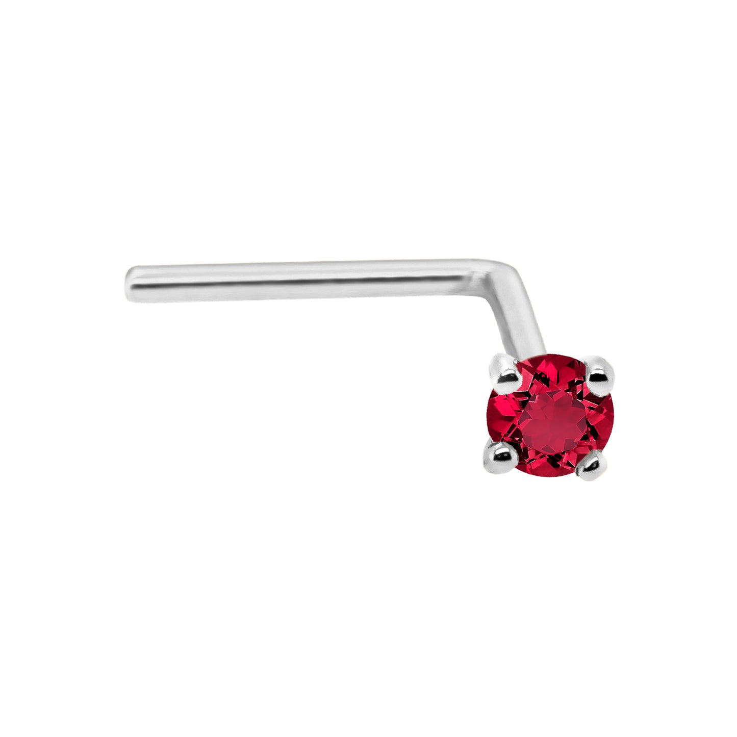 Jewelry Avalanche 22G 14K Gold L-shape Nose Stud with Ruby Gemstone