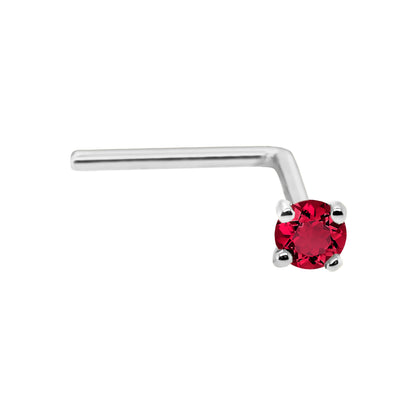 Jewelry Avalanche 22G 14K Gold L-shape Nose Stud with Ruby Gemstone
