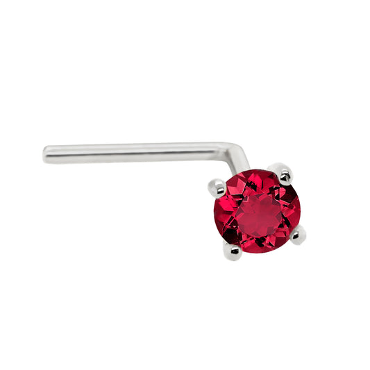 Jewelry Avalanche 22G 14K Gold L-shape Nose Stud with Ruby Gemstone