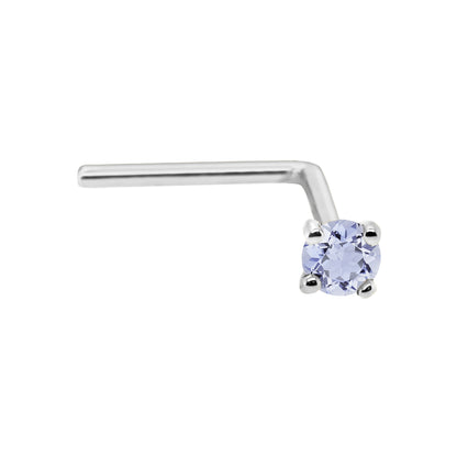 Jewelry Avalanche 22G 14K Gold L-shape Nose Stud with Tanzanite Gemstone