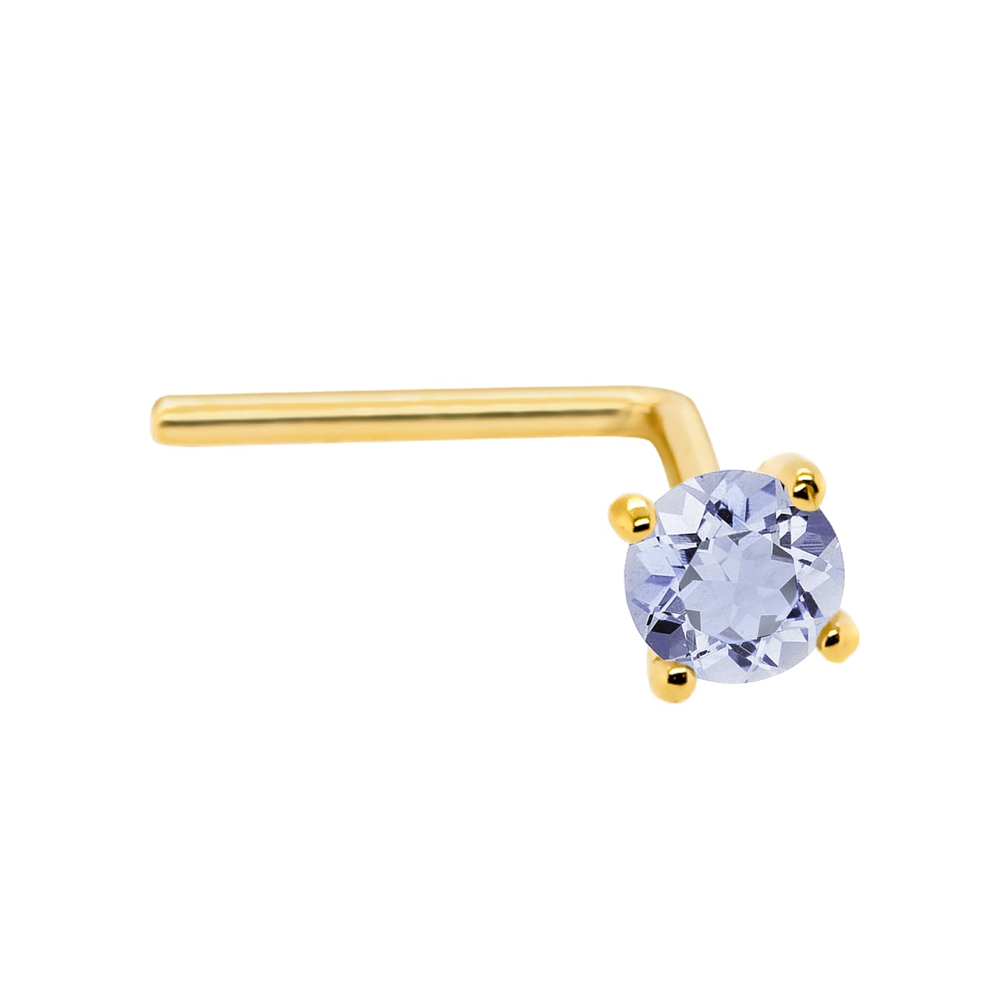 Jewelry Avalanche 22G 14K Gold L-shape Nose Stud with Tanzanite Gemstone