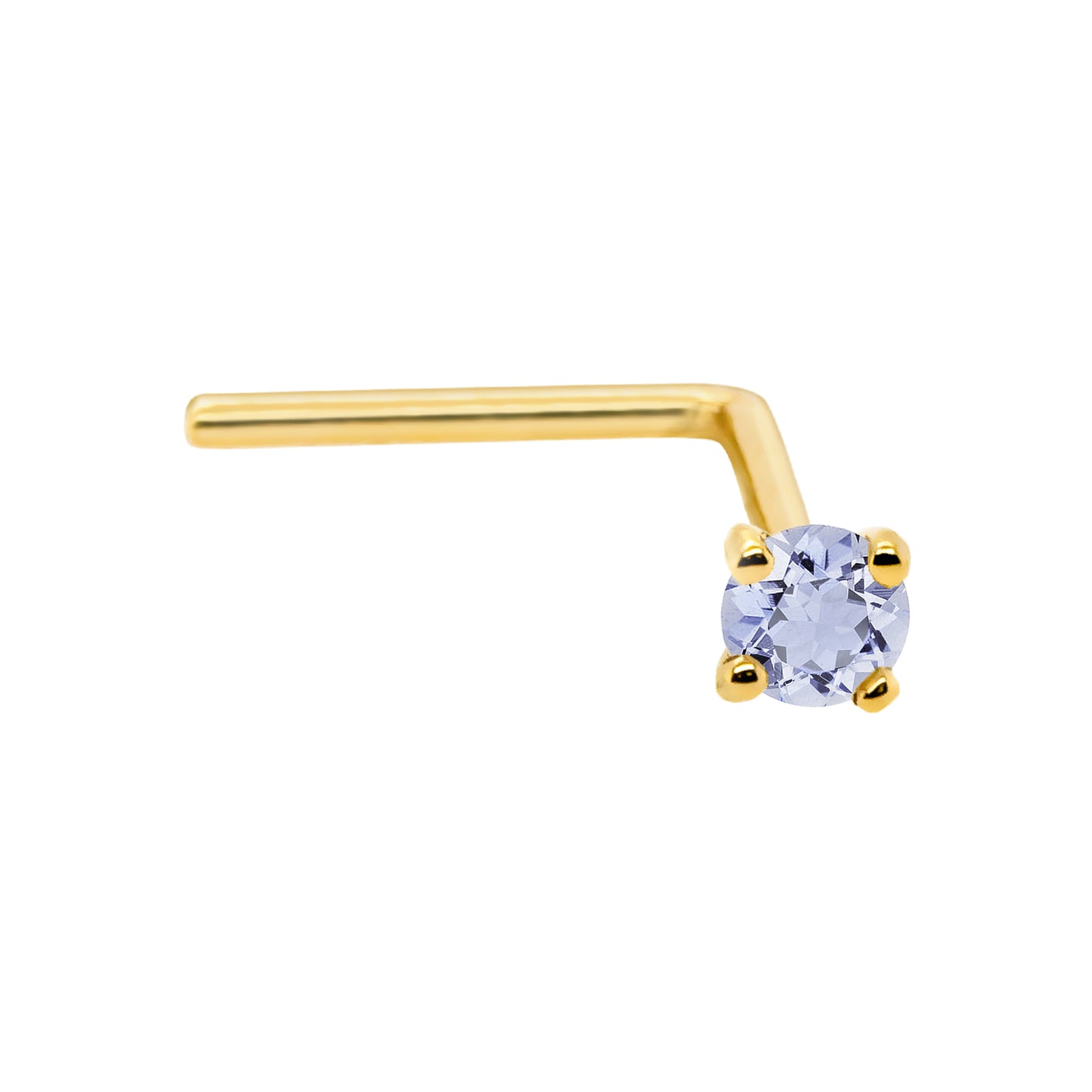 Jewelry Avalanche 22G 14K Gold L-shape Nose Stud with Tanzanite Gemstone