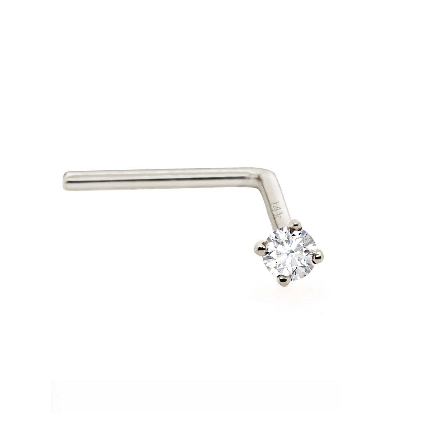 Jewelry Avalanche Solid 14K Gold Diamond L-shape Nose Stud 22G L-bend Nose Ring Stud