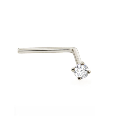 Jewelry Avalanche Solid 14K Gold Diamond L-shape Nose Stud 22G L-bend Nose Ring Stud