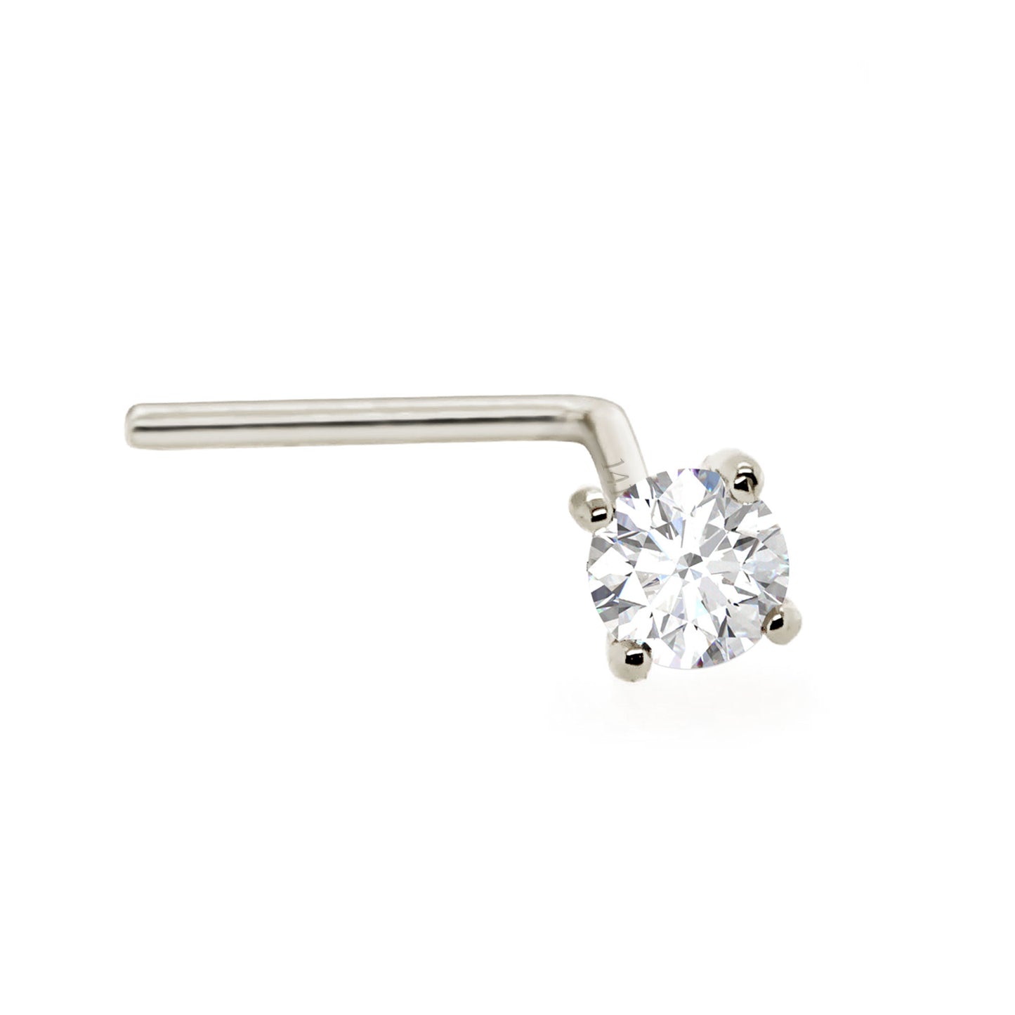 Jewelry Avalanche Solid 14K Gold Diamond L-shape Nose Stud 22G L-bend Nose Ring Stud