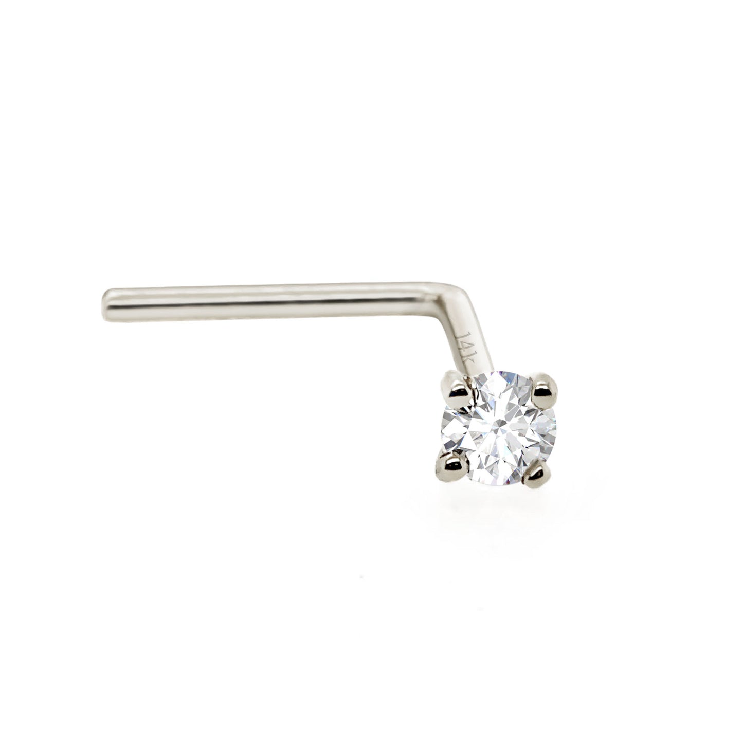 Jewelry Avalanche Solid 14K Gold Diamond L-shape Nose Stud 22G L-bend Nose Ring Stud