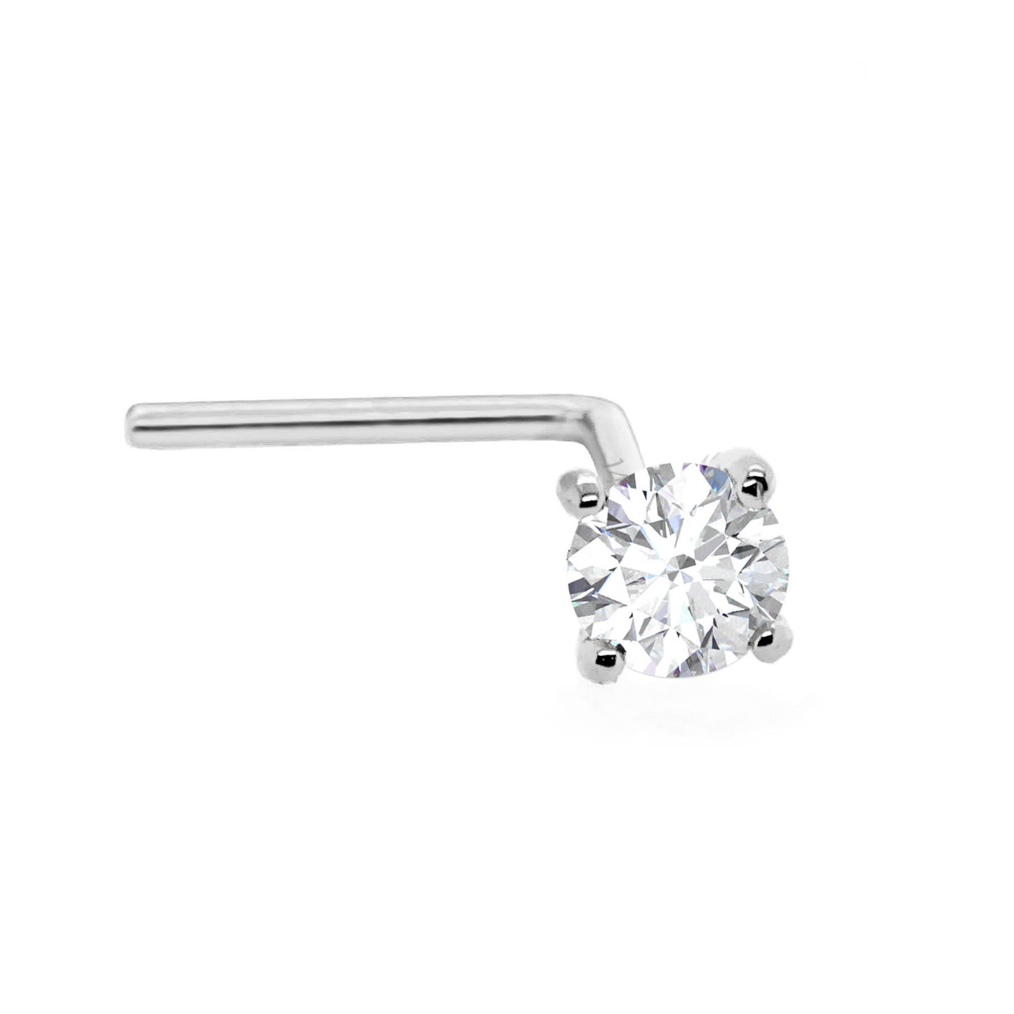 Jewelry Avalanche Solid 14K Gold Diamond L-shape Nose Stud 22G L-bend Nose Ring Stud