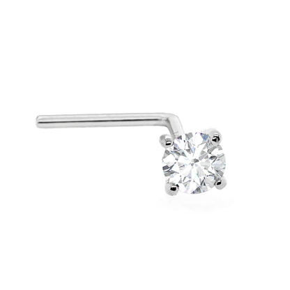 Jewelry Avalanche Solid 14K Gold Diamond L-shape Nose Stud 22G L-bend Nose Ring Stud