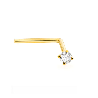 Jewelry Avalanche Solid 14K Gold Diamond L-shape Nose Stud 22G L-bend Nose Ring Stud