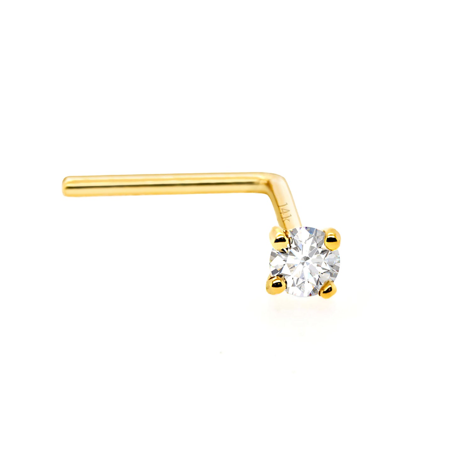 Jewelry Avalanche Solid 14K Gold Diamond L-shape Nose Stud 22G L-bend Nose Ring Stud