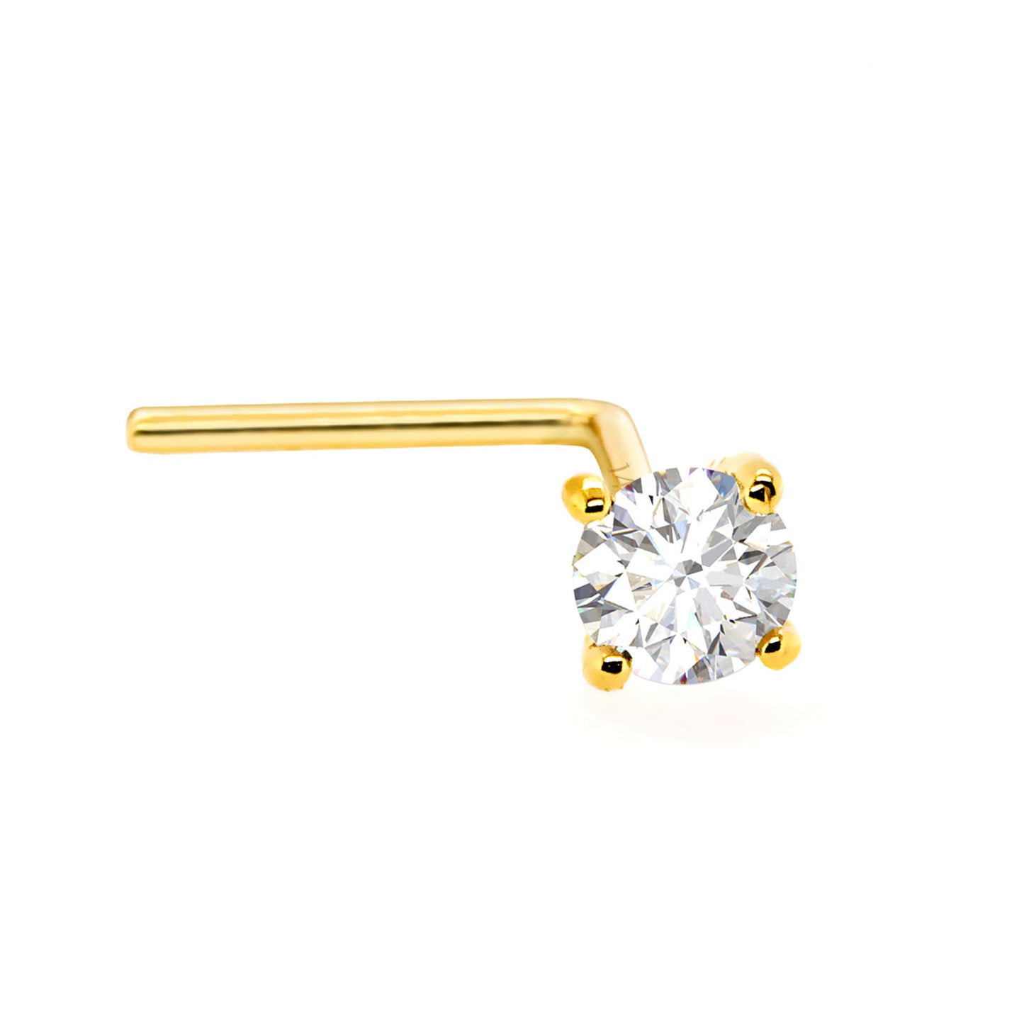 Jewelry Avalanche Solid 14K Gold Diamond L-shape Nose Stud 22G L-bend Nose Ring Stud