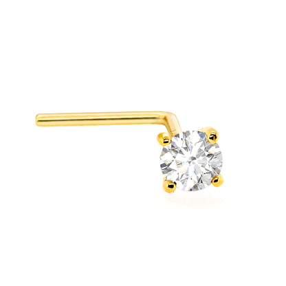 Jewelry Avalanche Solid 14K Gold Diamond L-shape Nose Stud 22G L-bend Nose Ring Stud