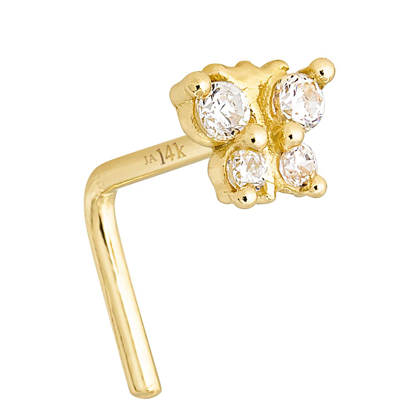 Jewelry Avalanche 20G 14K Yellow Gold Butterfly L-Shape Nose Ring Stud
