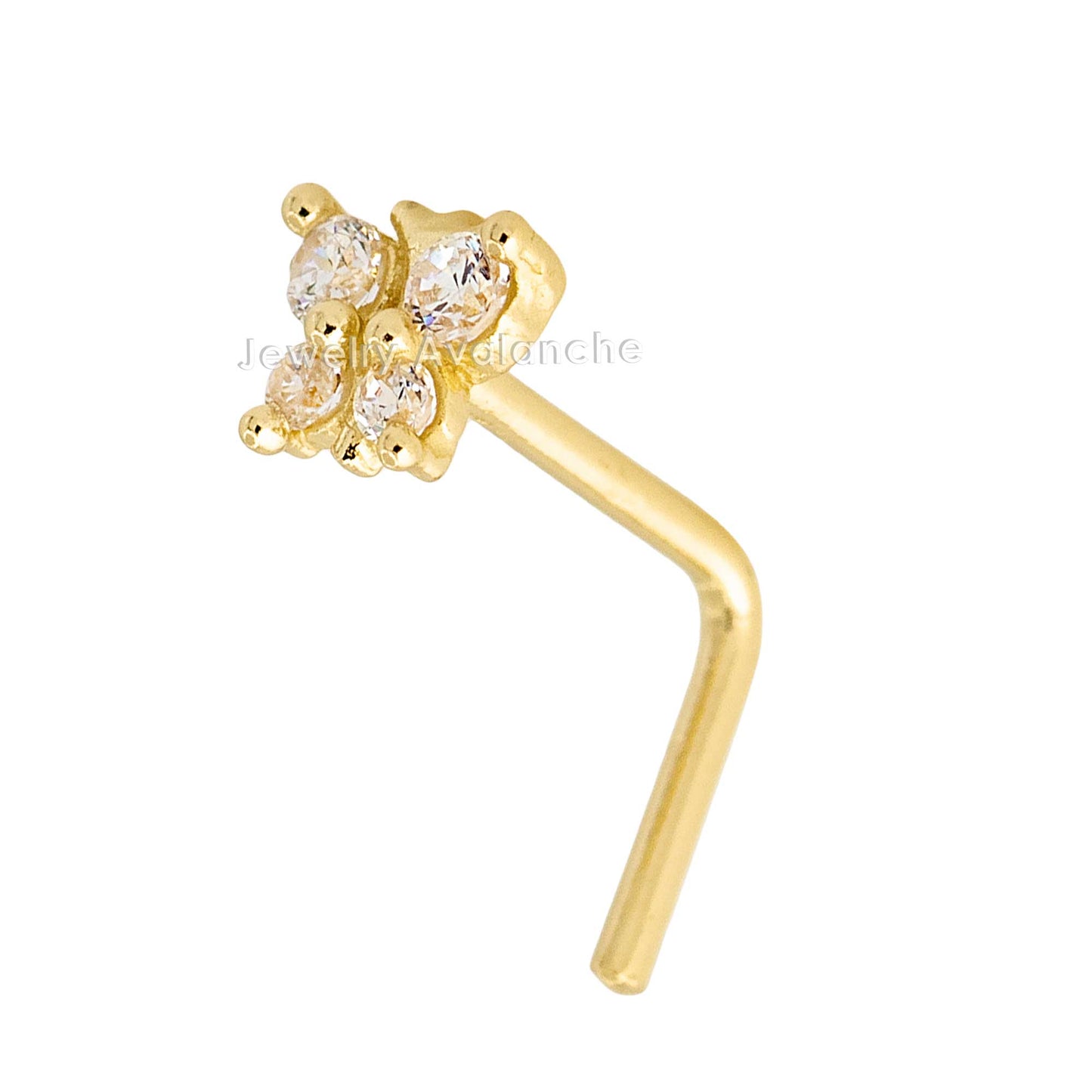 Jewelry Avalanche 20G 14K Yellow Gold Butterfly L-Shape Nose Ring Stud