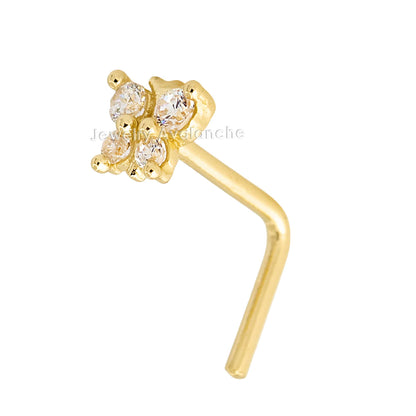 Jewelry Avalanche 20G 14K Yellow Gold Butterfly L-Shape Nose Ring Stud